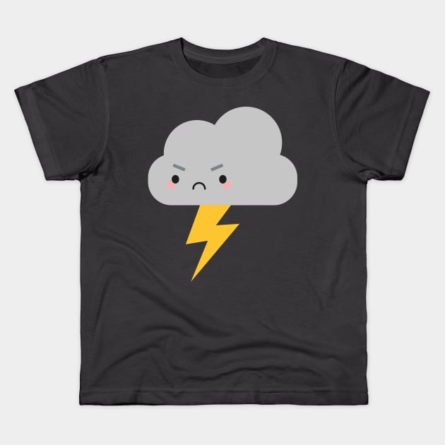 Kawaii Thunder & Lightning Cloud Kids T-Shirt by marcelinesmith